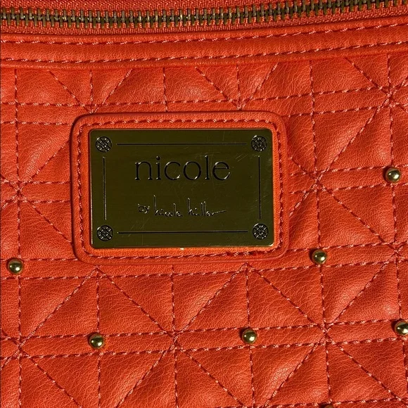 Nicole Miller Coral Colored Quilted Crossbody Bag - Picture 6 of 6